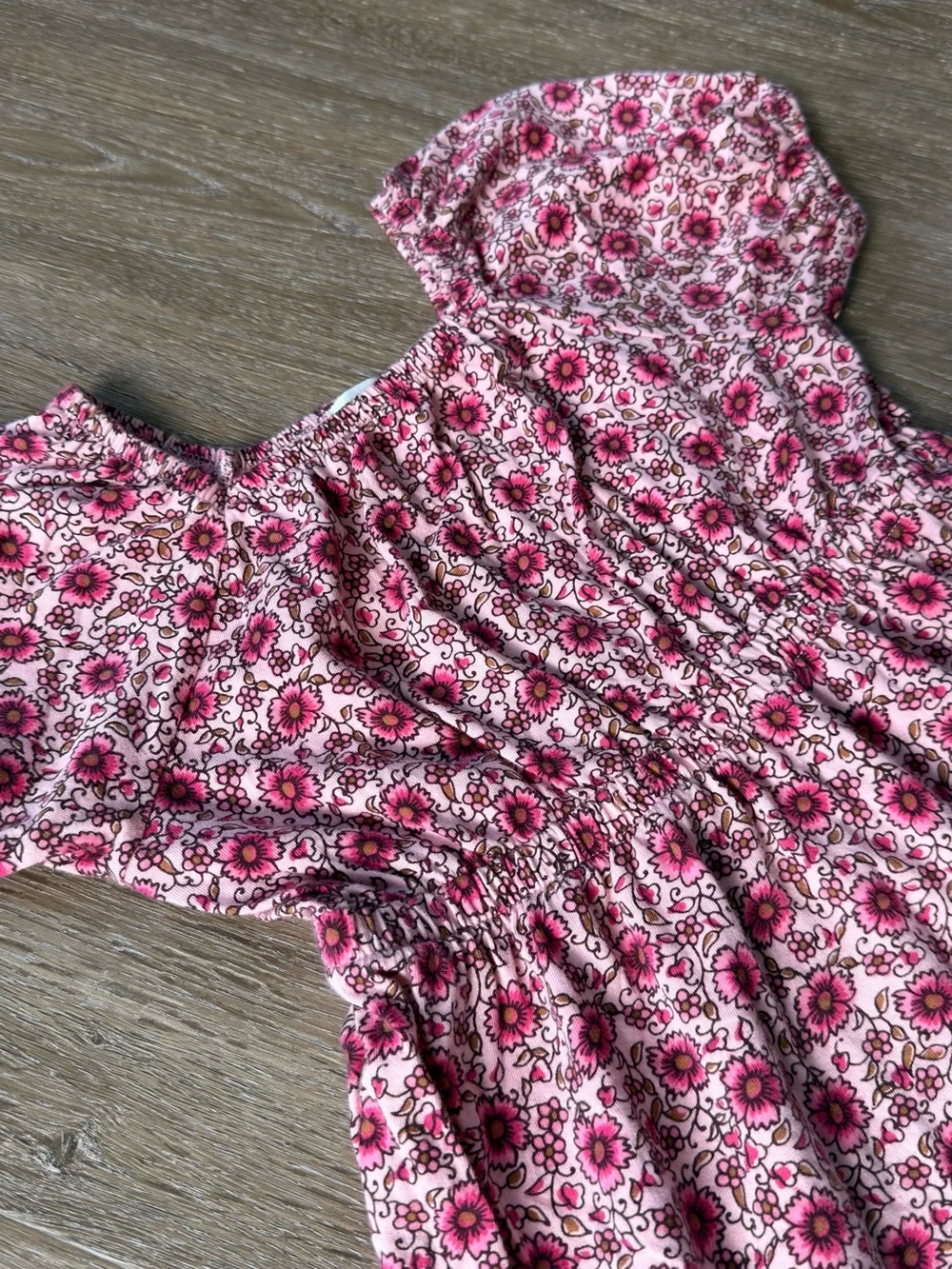 Crewcuts J Crew Kids Pink Floral Puff-Sleeve Dress